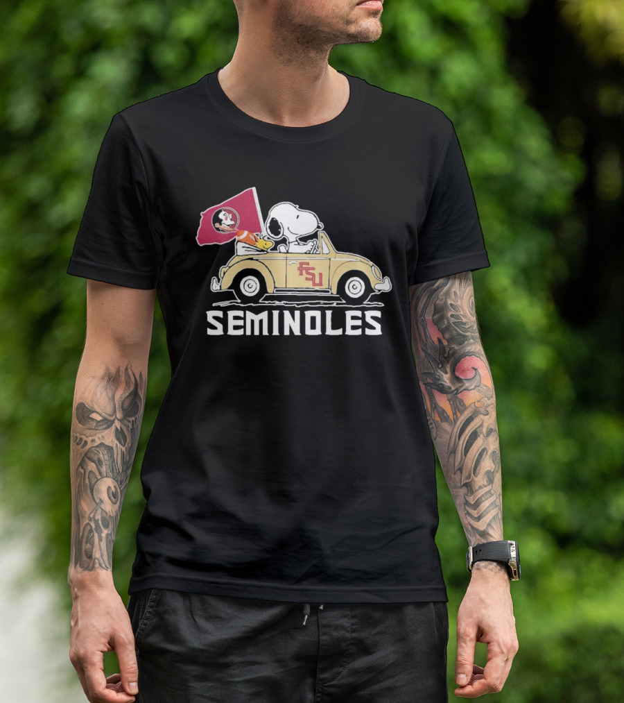 Peanuts Snoopy And Woodstock Florida State Seminoles FSU Car Seminoles T-Shirt
