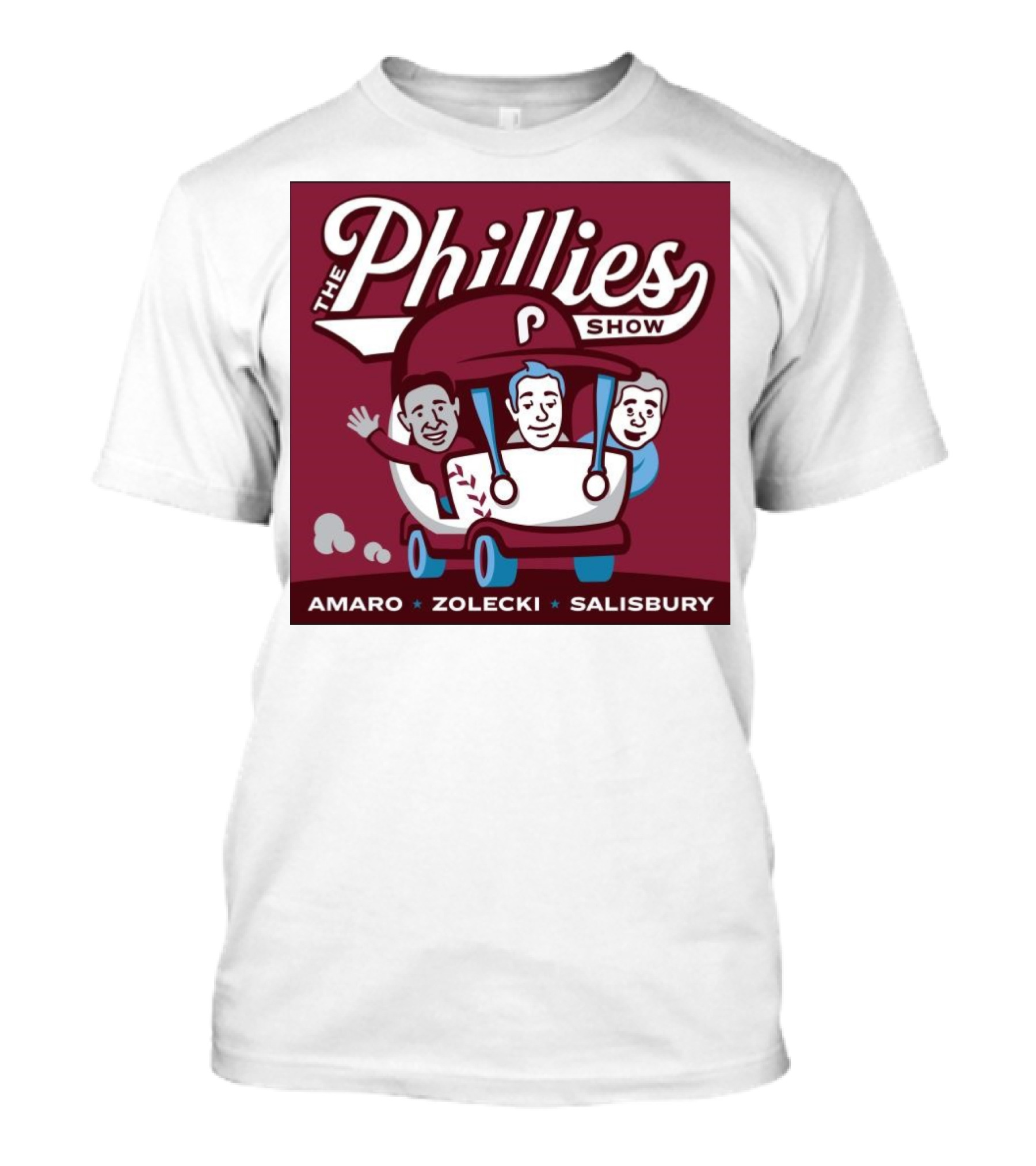 The Phillies Show Amaro Zolecki Salisbury Golf Cart T-Shirt