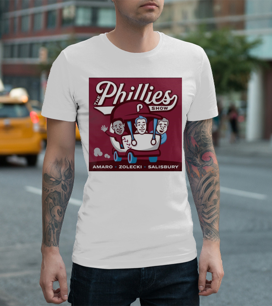 The Phillies Show Amaro Zolecki Salisbury Golf Cart T-Shirt