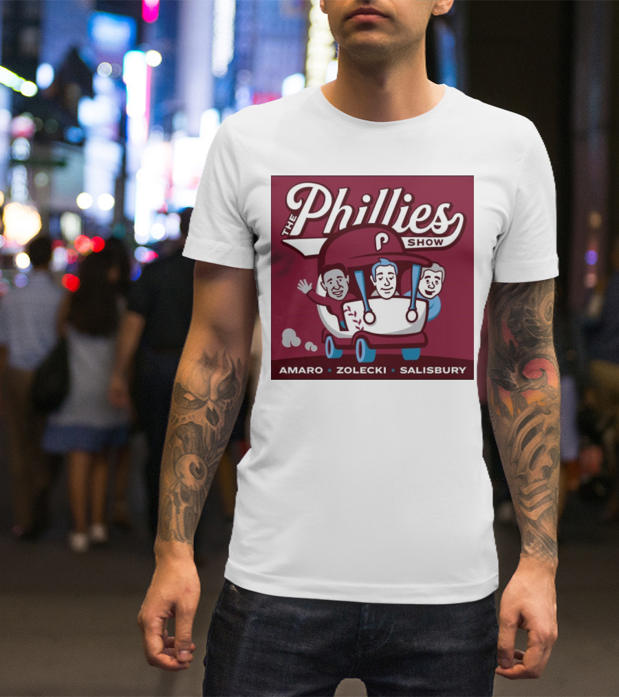 The Phillies Show Amaro Zolecki Salisbury Golf Cart T-Shirt