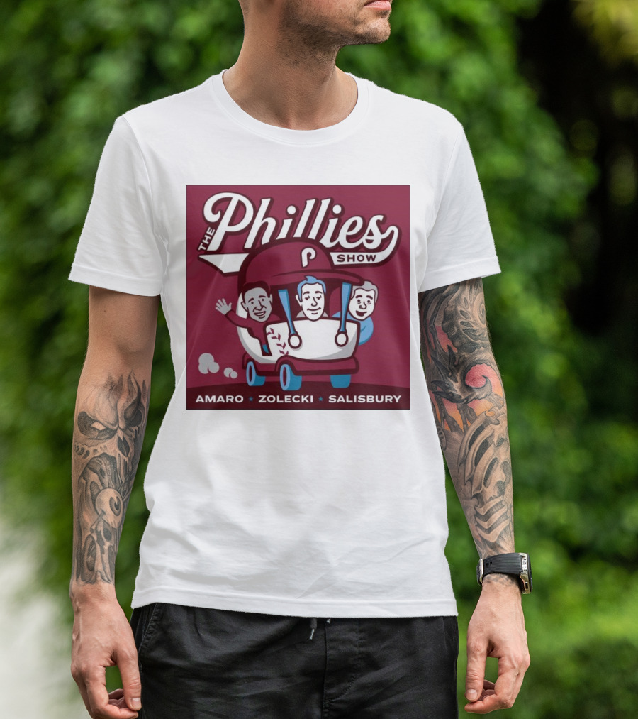 The Phillies Show Amaro Zolecki Salisbury Golf Cart T-Shirt