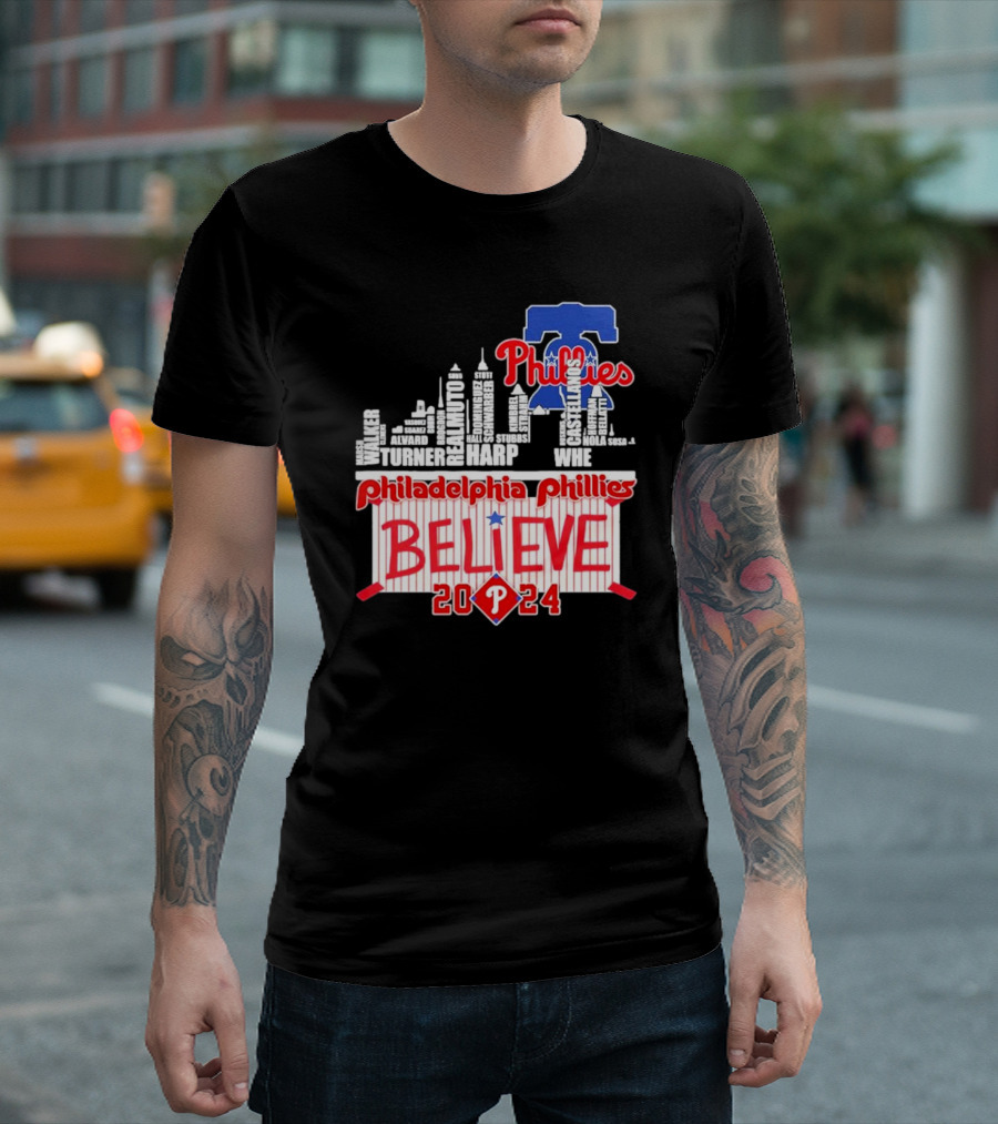 Philadelphia Phillies Believe Skyline Players Names October T-Shirt
