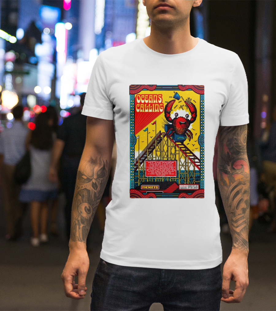 Oceans Calling Festival 2024 Roller Coaster Crab Ocean City MD September 27-29 Tickets T-Shirt