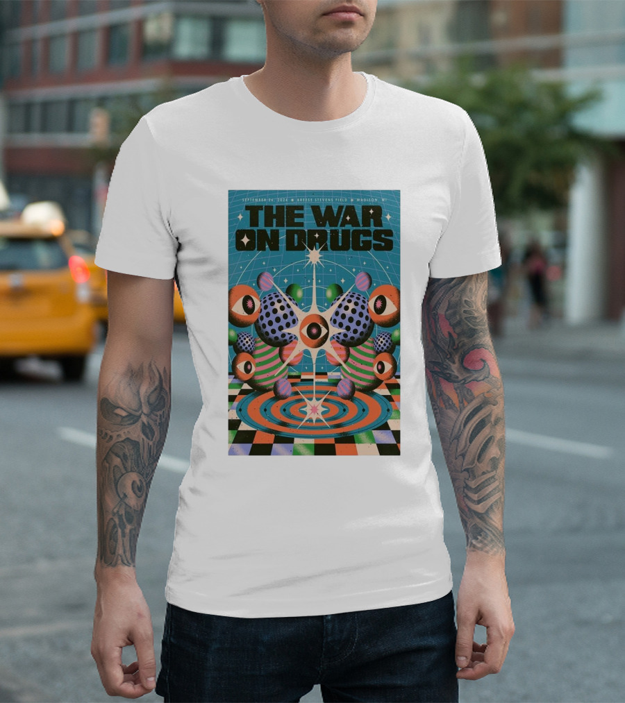 The War On Drugs September 26 2024 Breese Stevens Field Madison WI Psychedelic Tour T-Shirt