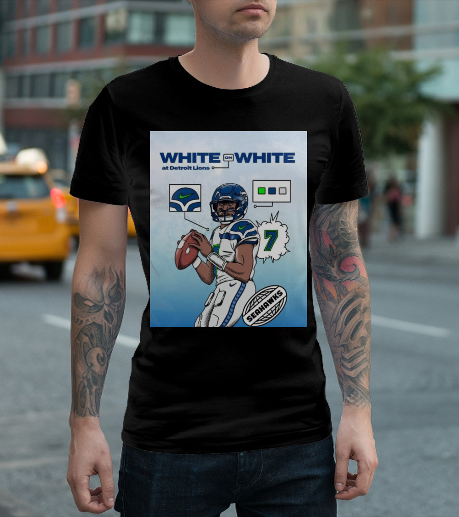 White on White at Detroit Lions Seahawks 7 T-Shirt