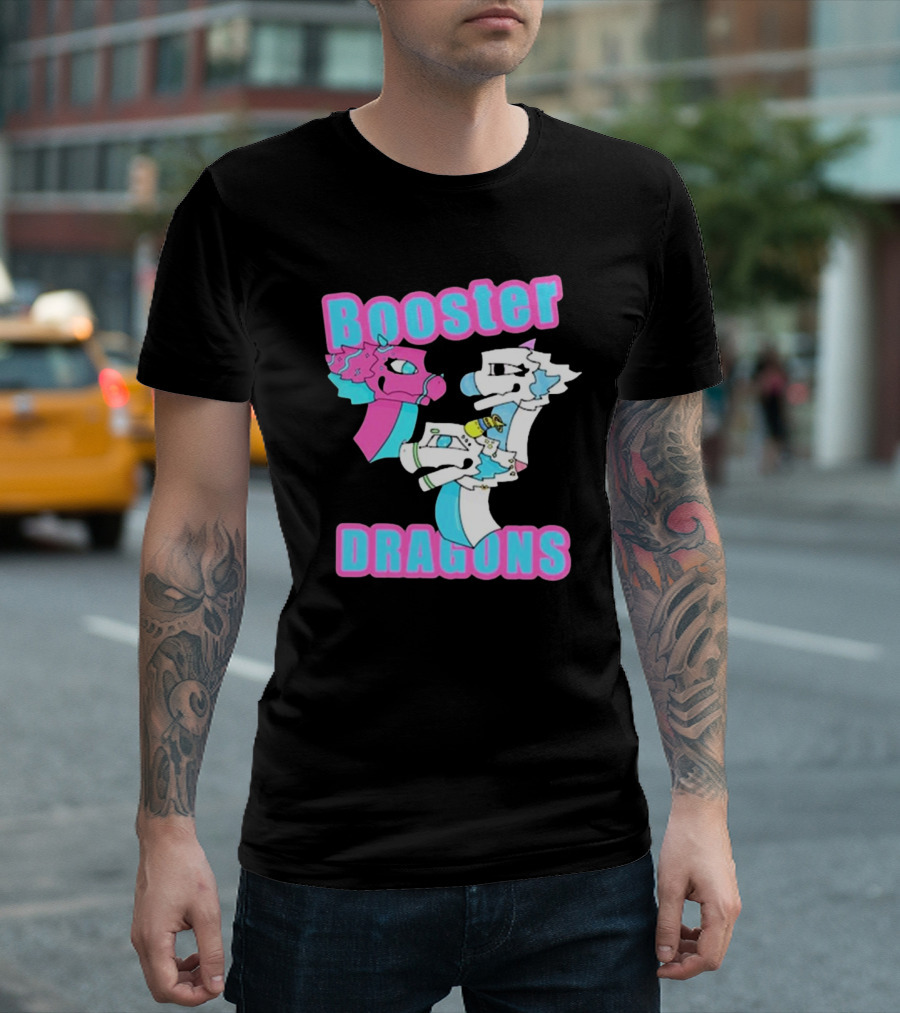 Booster Dragons Colorful Cartoon Characters T-Shirt