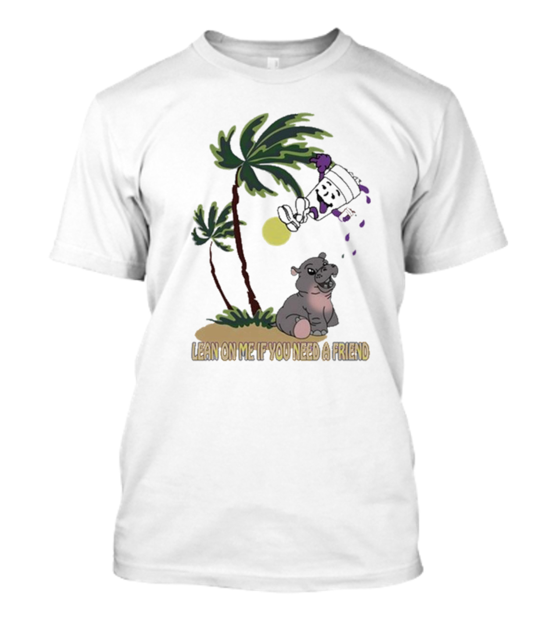 Lean On Me If You Need A Friend Tropical Scene Moo Deng T-Shirt