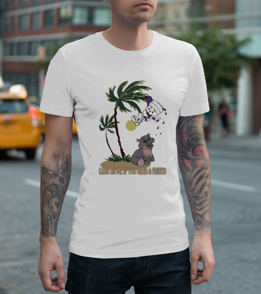 Lean On Me If You Need A Friend Tropical Scene Moo Deng T-Shirt