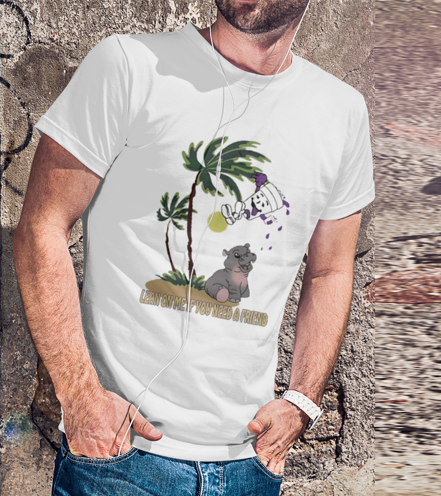 Lean On Me If You Need A Friend Tropical Scene Moo Deng T-Shirt