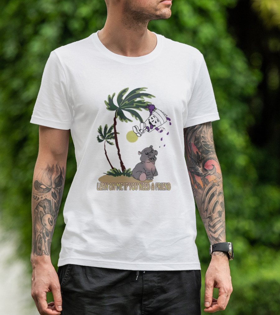 Lean On Me If You Need A Friend Tropical Scene Moo Deng T-Shirt