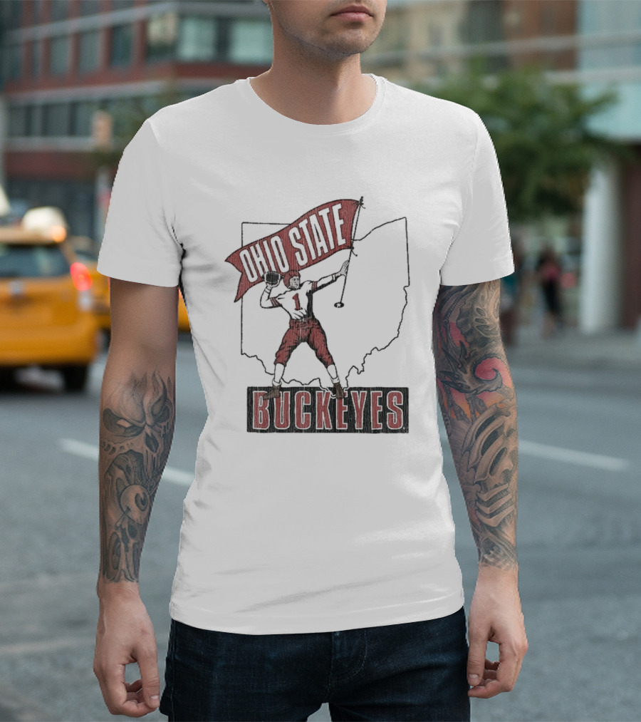 Ohio State Buckeyes Player #1 Vintage Football Home Territory T-Shirt