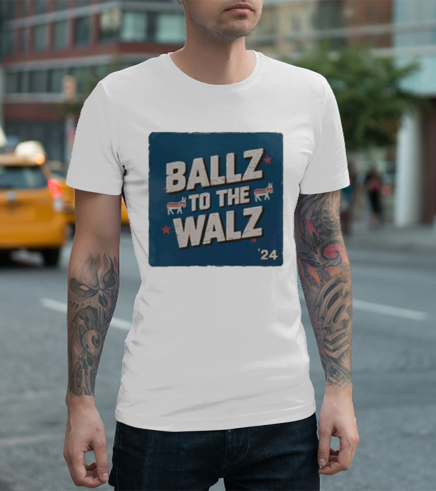 Ballz To The Walz 2024 Election Campaign With Political Donkey T-Shirt
