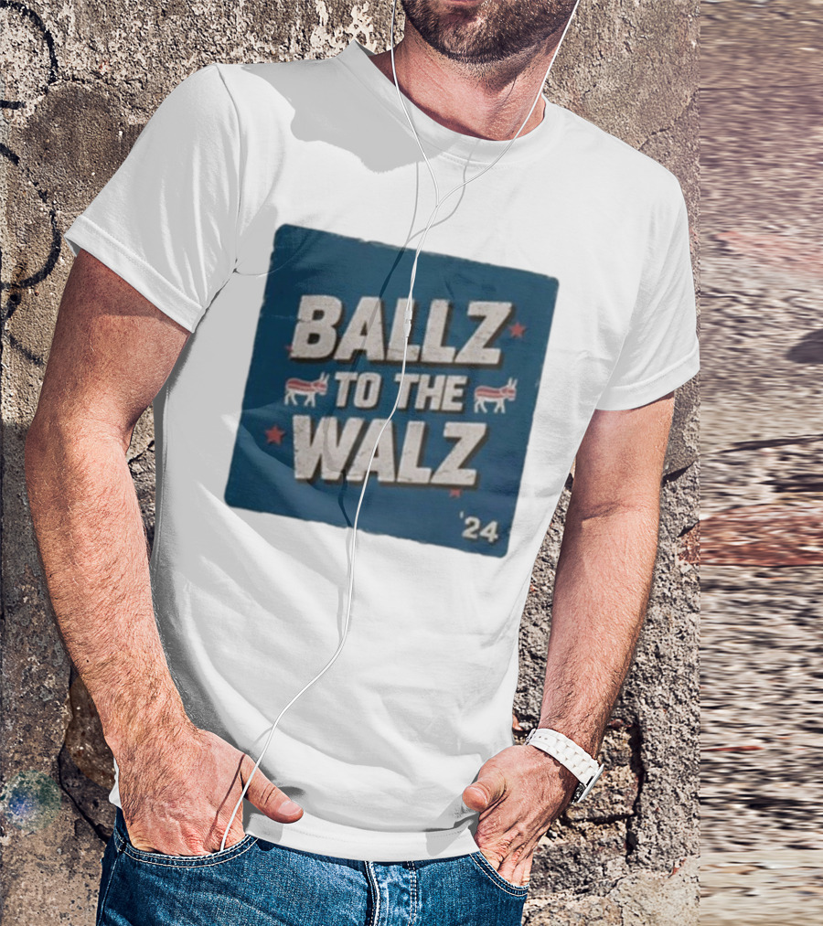 Ballz To The Walz 2024 Election Campaign With Political Donkey T-Shirt