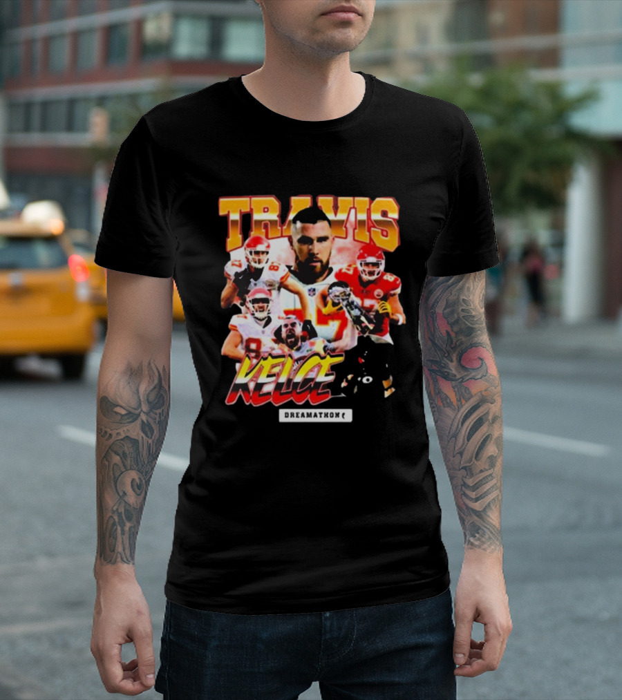 Travis Kelce Kansas City Chiefs Dreamathon Football Player Collage T-Shirt