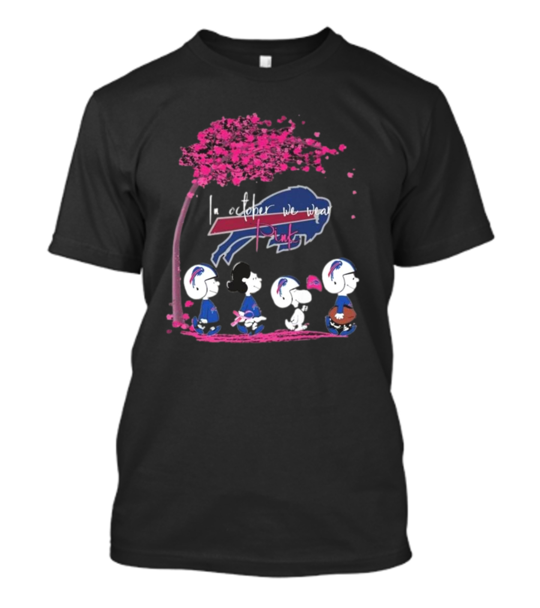 Peanuts Characters Buffalo Bills October Pink T-Shirt