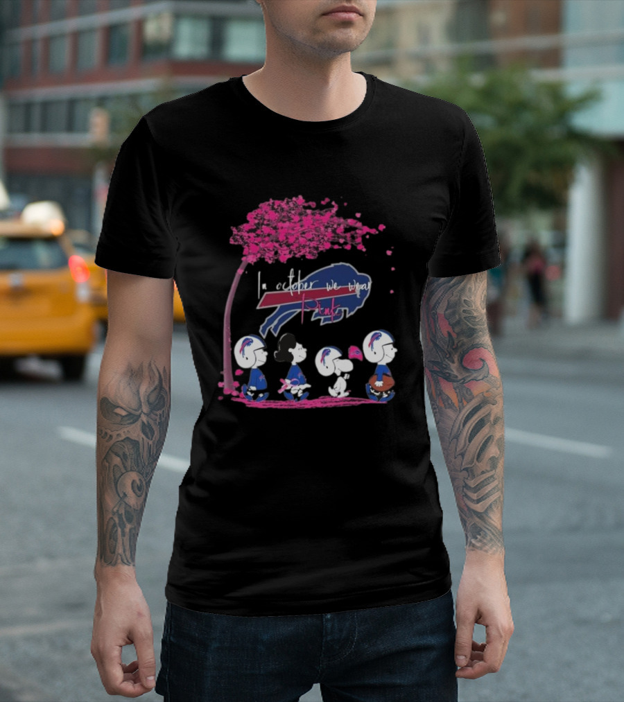 Peanuts Characters Buffalo Bills October Pink T-Shirt