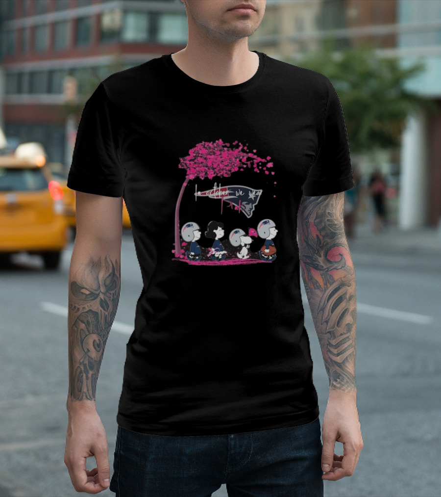 Peanuts Characters New England Patriots October We Wear Pink T-Shirt