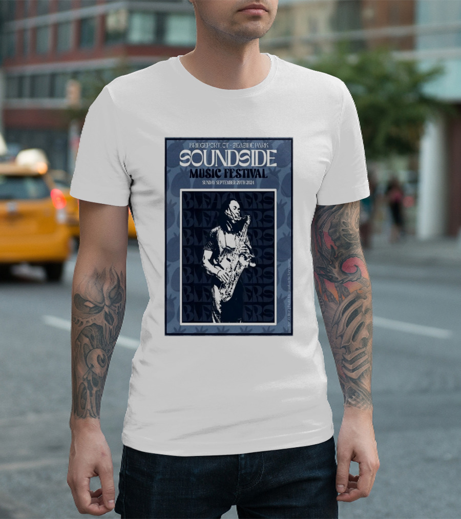 Bleachers Soundside Music Festival Bridgeport CT Seaside Park September 29 2024 Saxophonist T-Shirt