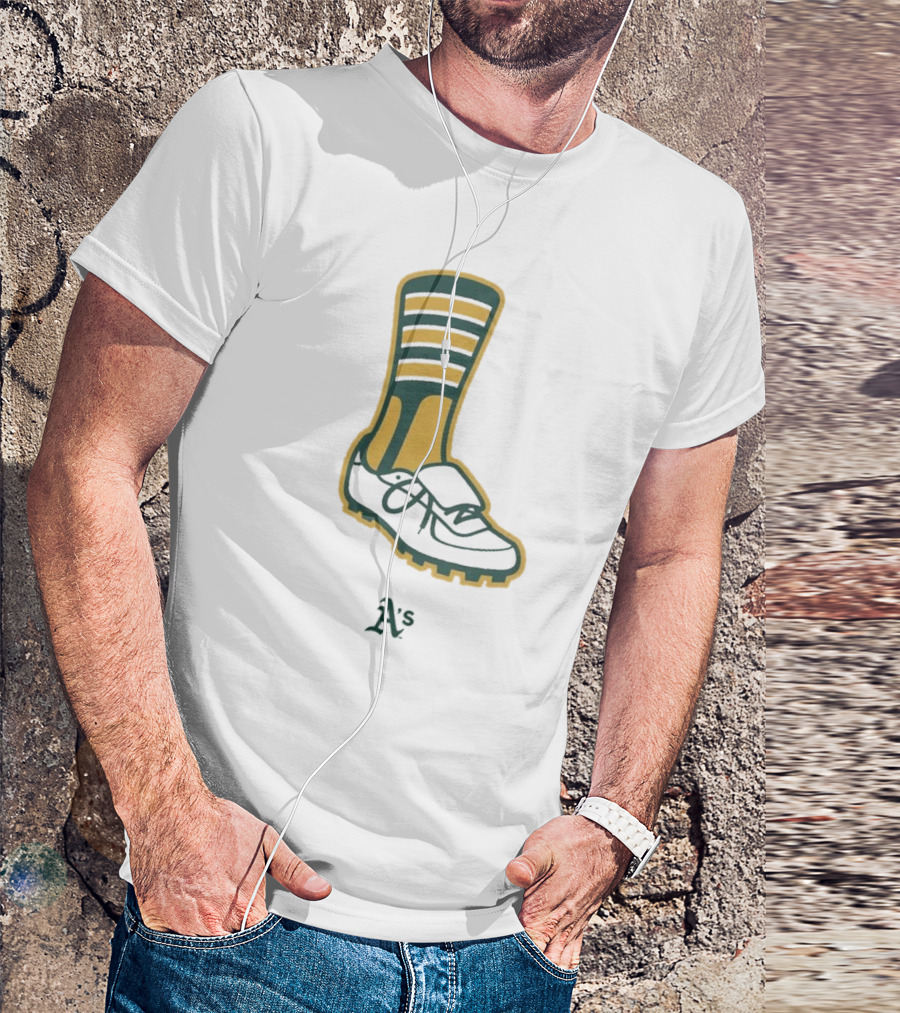 Oakland Athletics A's Iconic Green And Gold Footwear T-Shirt