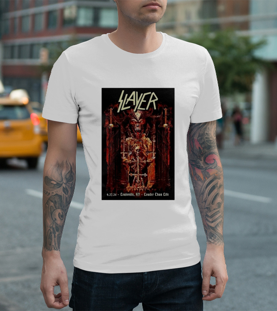 Slayer Louder Than Life September 27 2024 Louisville KY Tour T-Shirt