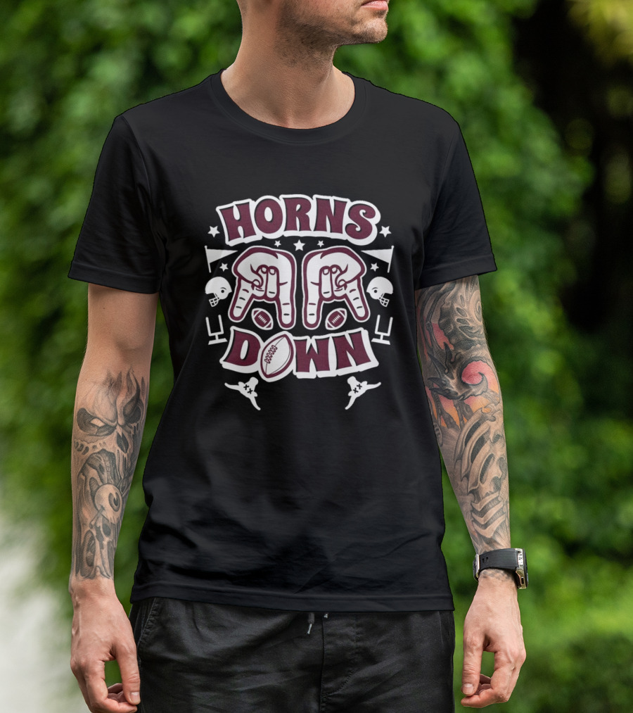 Texas A&M Horns Down Football Helmets Touchdown T-Shirt