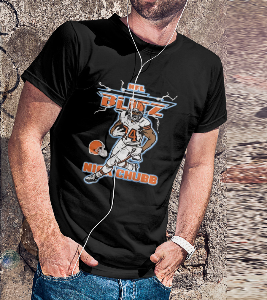 Nick Chubb Cleveland Browns NFL Blitz 24 Lightning T-Shirt