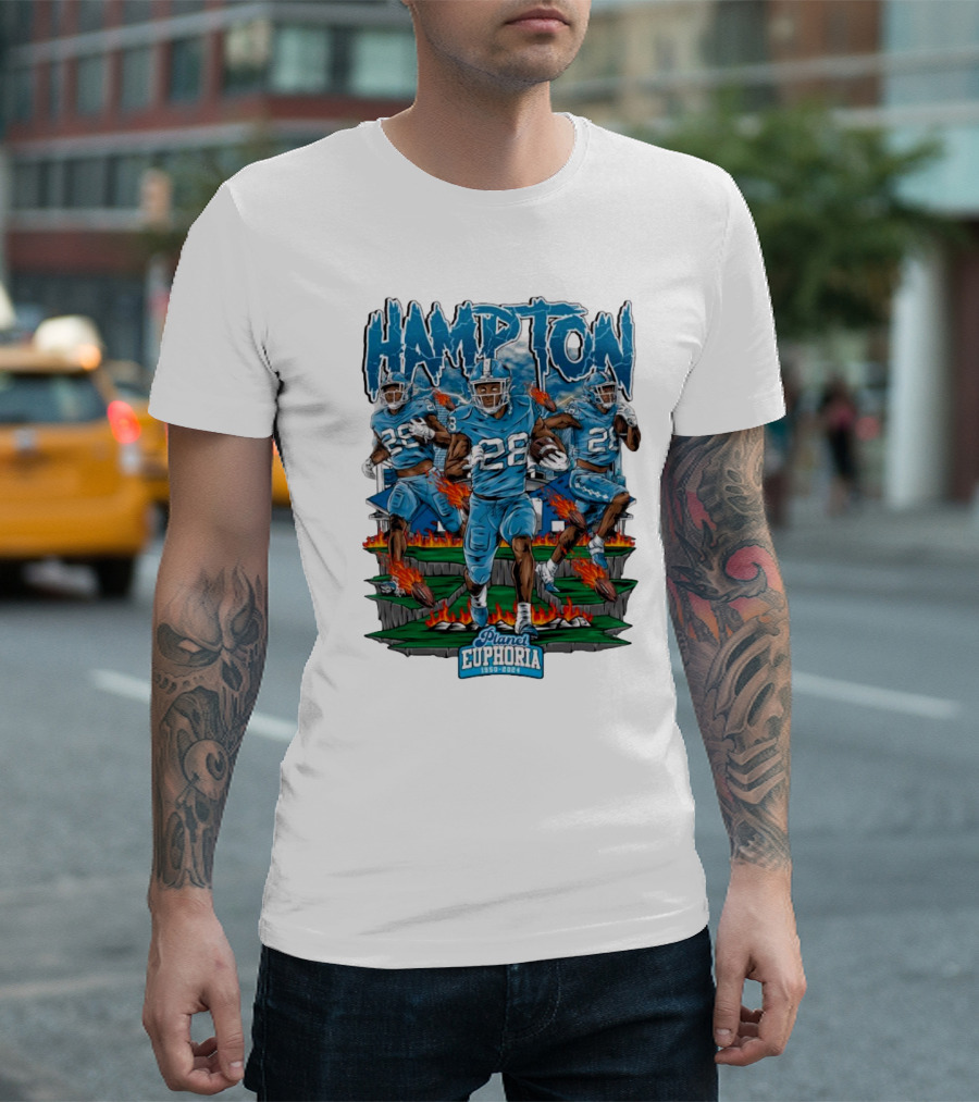 Hampton 28 North Carolina Tar Heels Planet Euphoria Football T-Shirt