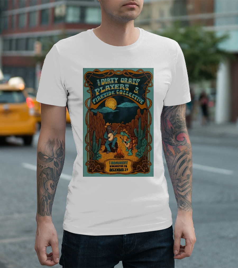 The Dirty Grass Players and Fireside Collective December 29 The Monument Winchester VA Desert Jam Session Night Under Moon T-Shirt