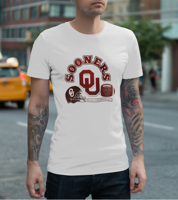 Oklahoma Sooners OU Helmet Football Play Like A Champion Today T-Shirt