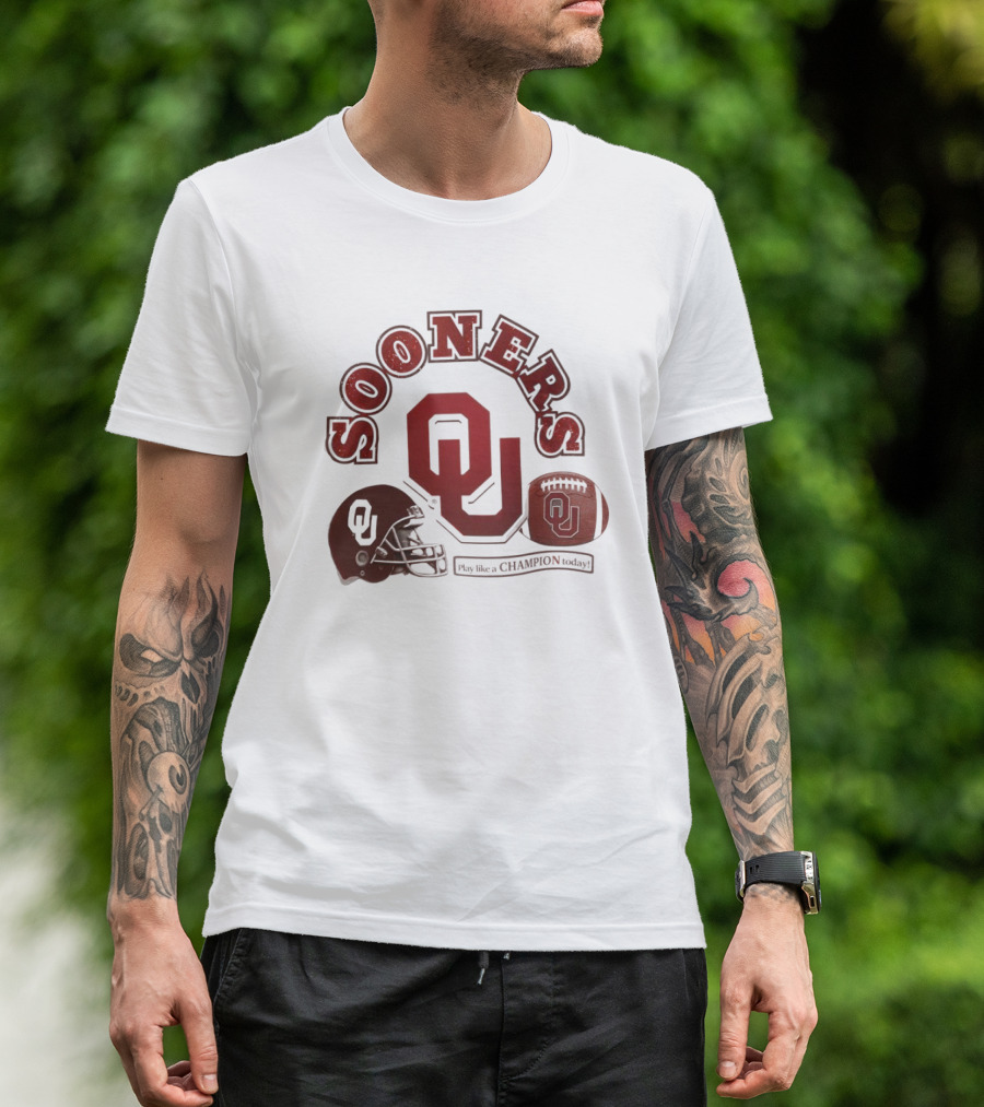 Oklahoma Sooners OU Helmet Football Play Like A Champion Today T-Shirt