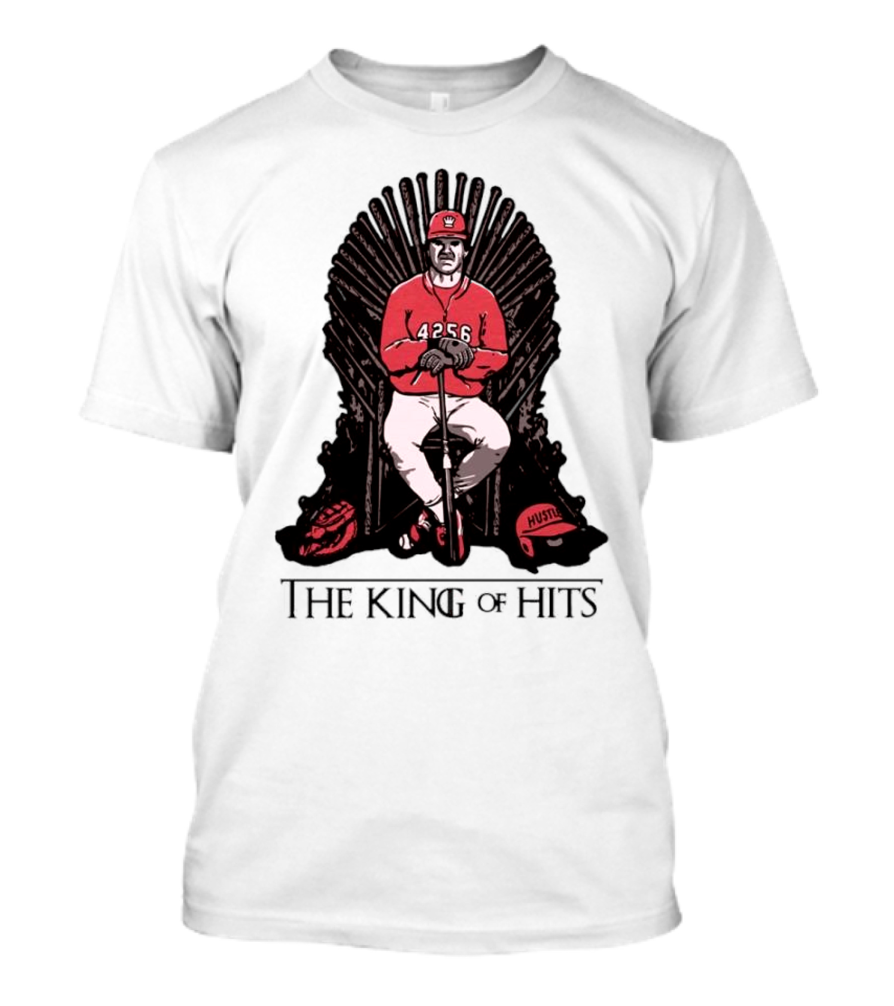 Pete Rose The King Of Hits 4256 Hustle Throne T-Shirt