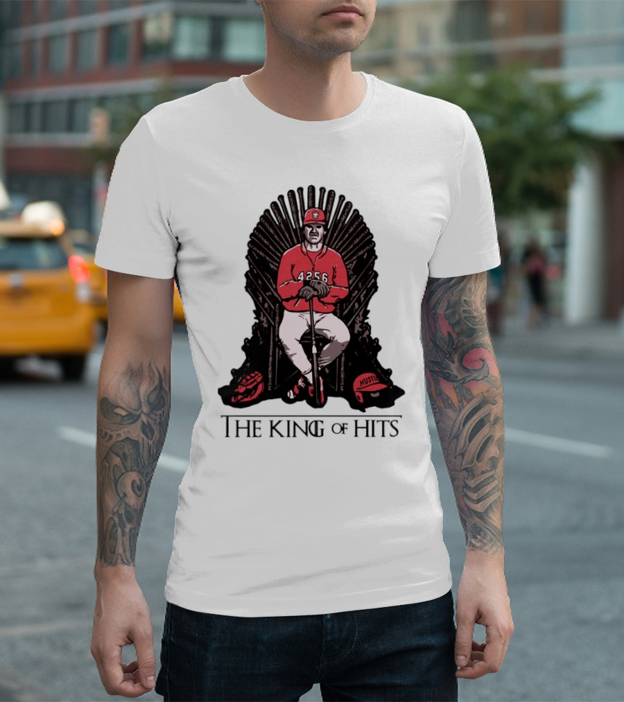 Pete Rose The King Of Hits 4256 Hustle Throne T-Shirt