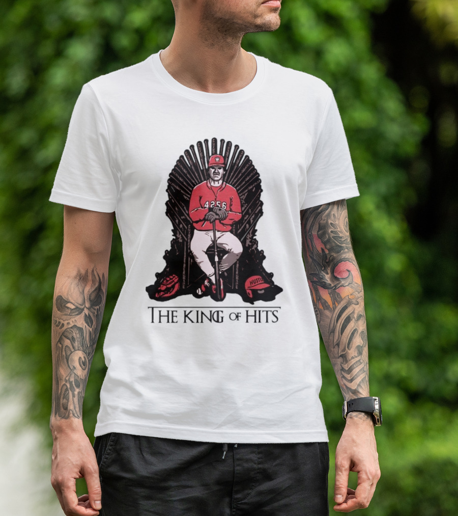 Pete Rose The King Of Hits 4256 Hustle Throne T-Shirt