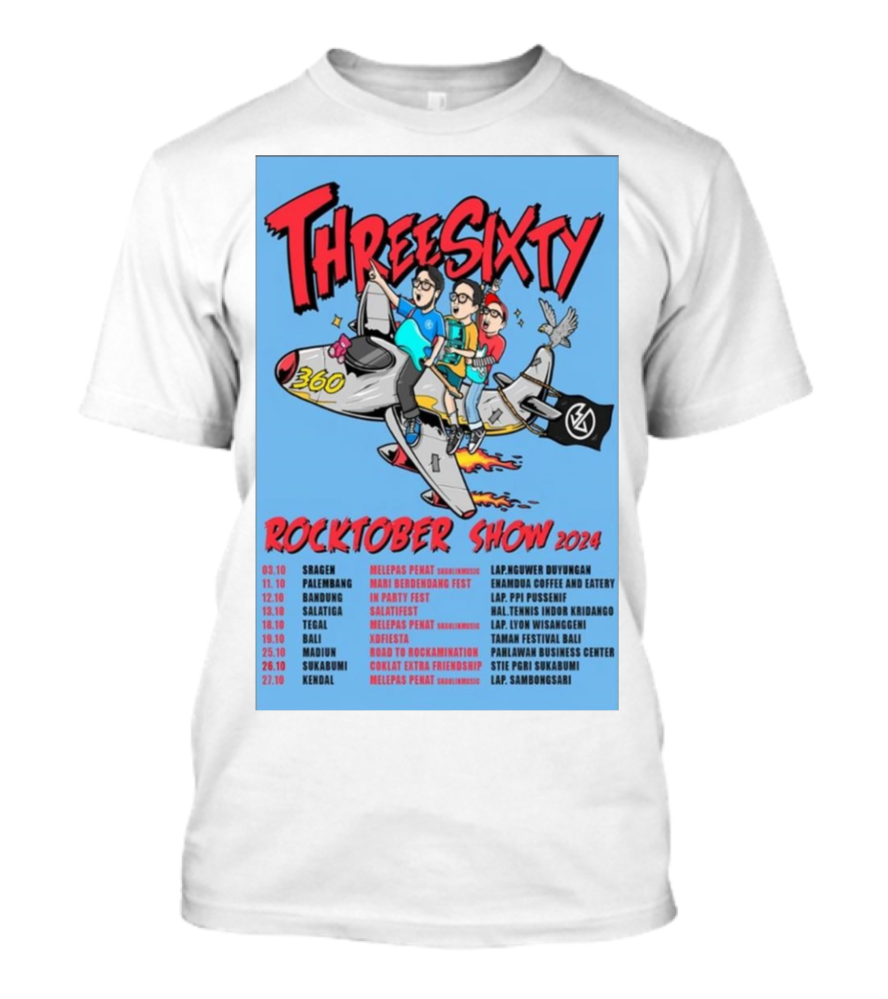 Threesixty Rocktober 2024 Show Skagen To Kendal Tour Dates Robotic Spaceship Band T-Shirt