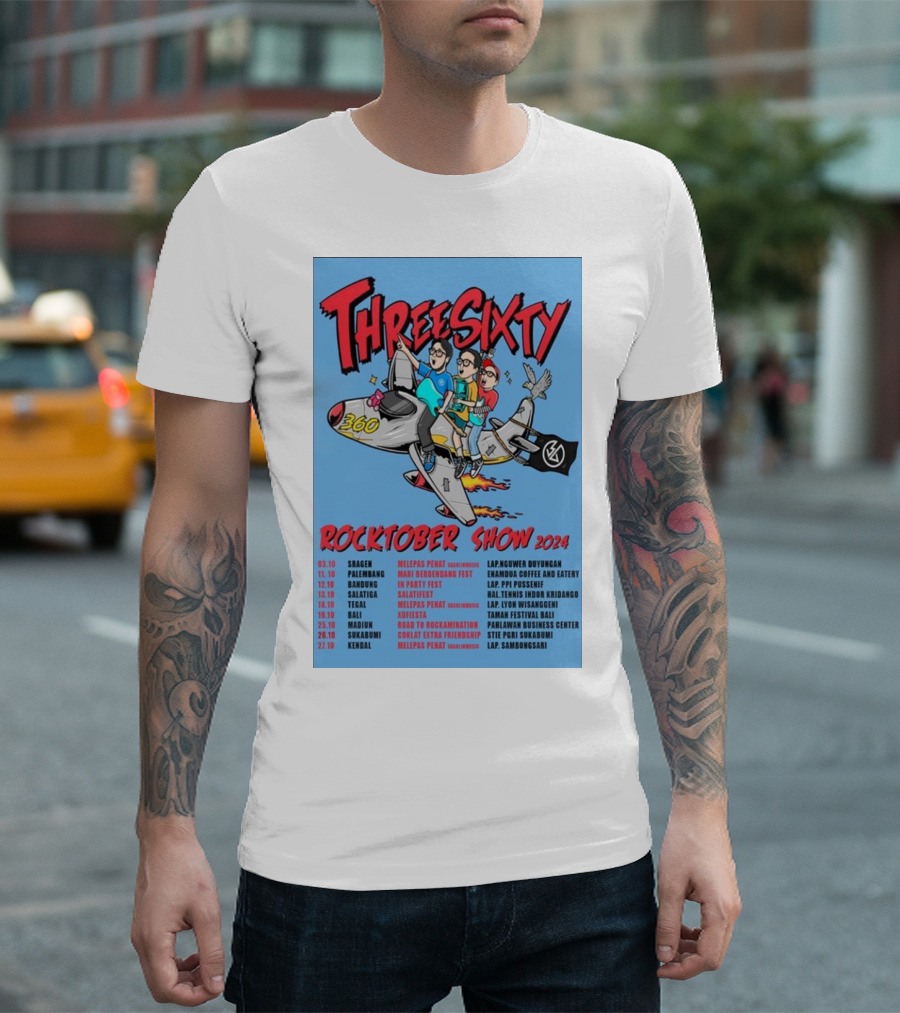 Threesixty Rocktober 2024 Show Skagen To Kendal Tour Dates Robotic Spaceship Band T-Shirt