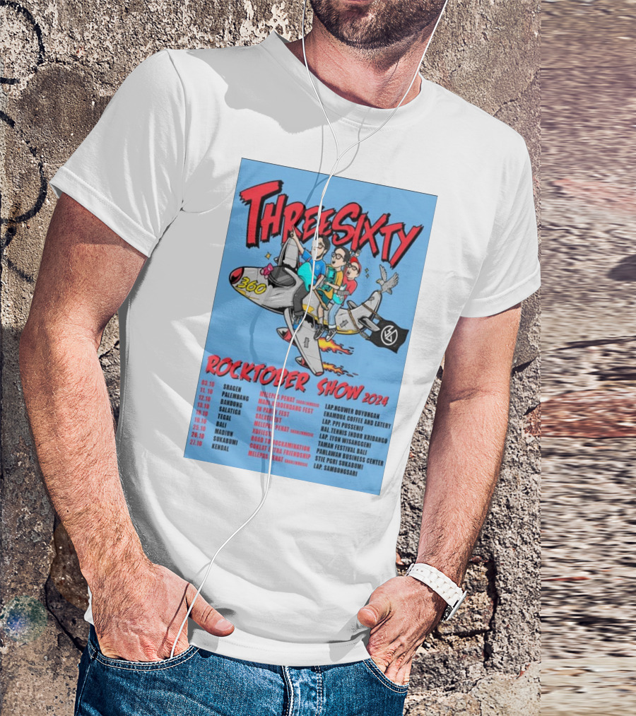 Threesixty Rocktober 2024 Show Skagen To Kendal Tour Dates Robotic Spaceship Band T-Shirt