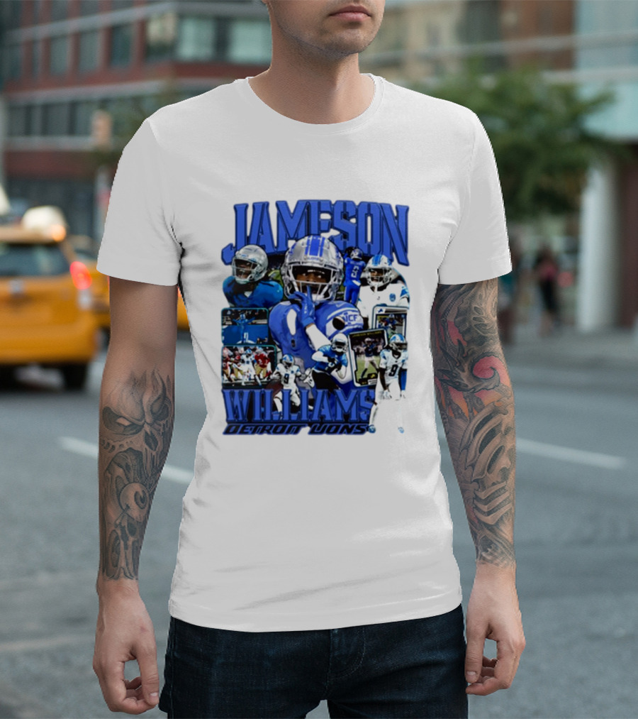 Jameson Williams Detroit Lions Football Player Collage T-Shirt