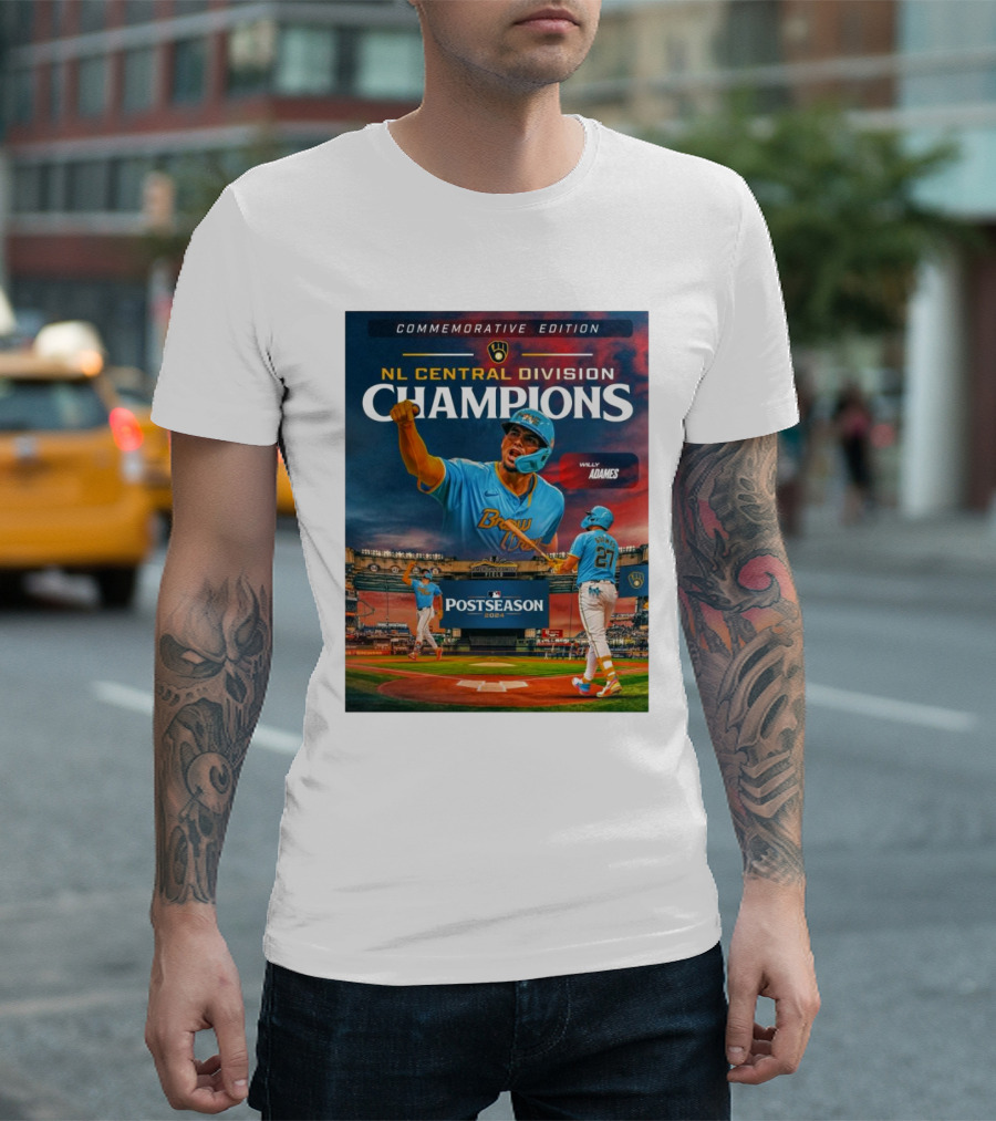 Willy Adames NL Central Division Champions 2024 Postseason Commemorative Edition T-Shirt