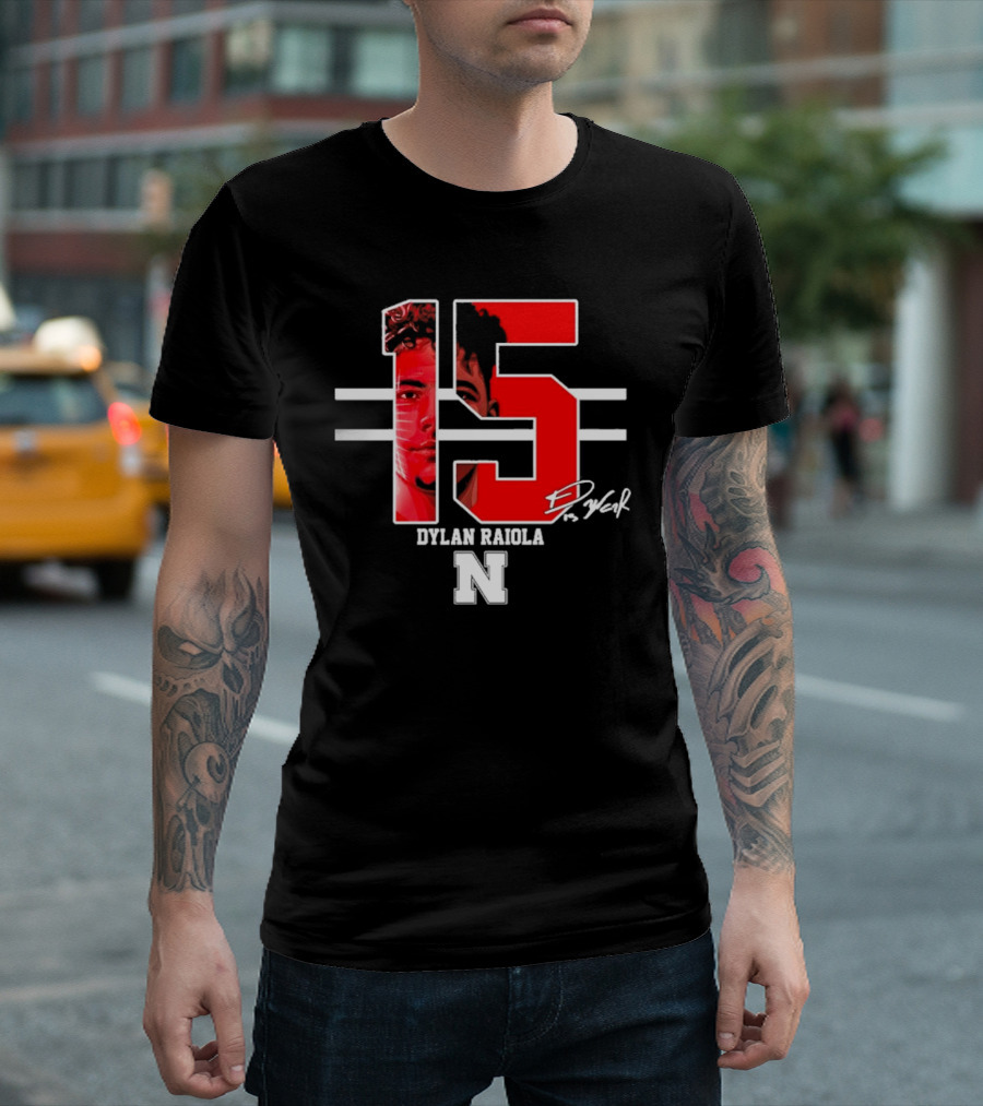 15 Dylan Raiola Nebraska Huskers Signature Football Player T-Shirt