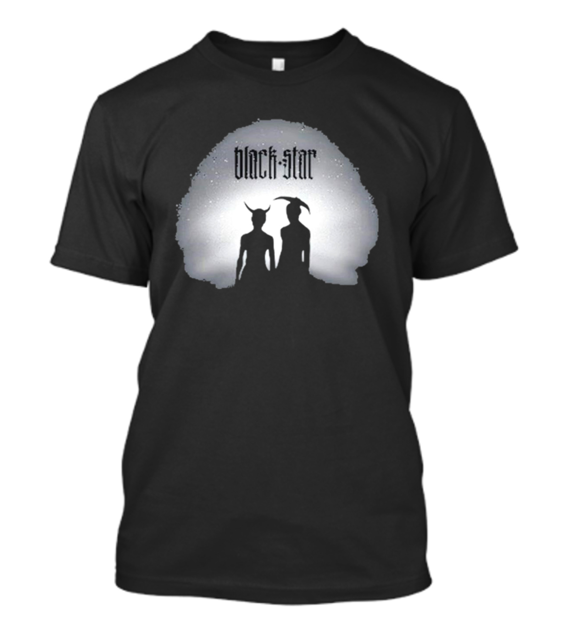 Black Star Two Dark Figures With Horns T-Shirt