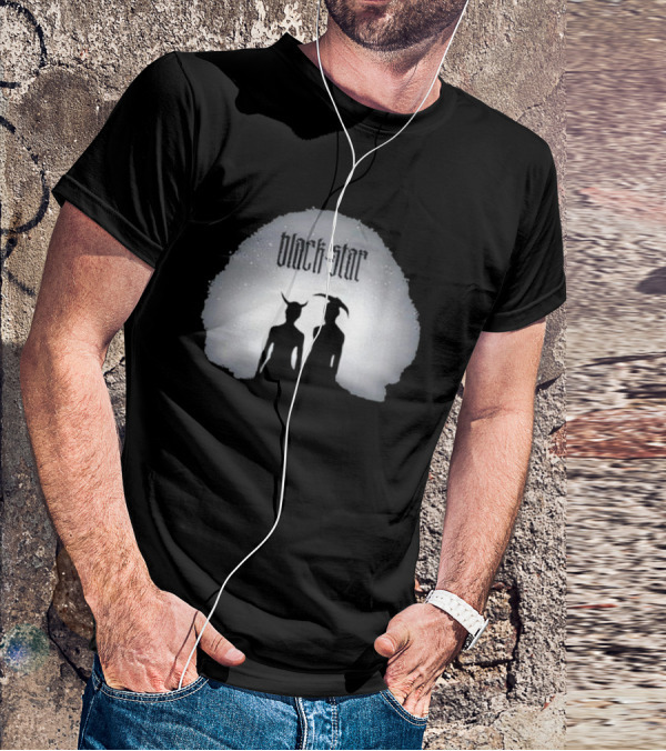 Black Star Two Dark Figures With Horns T-Shirt