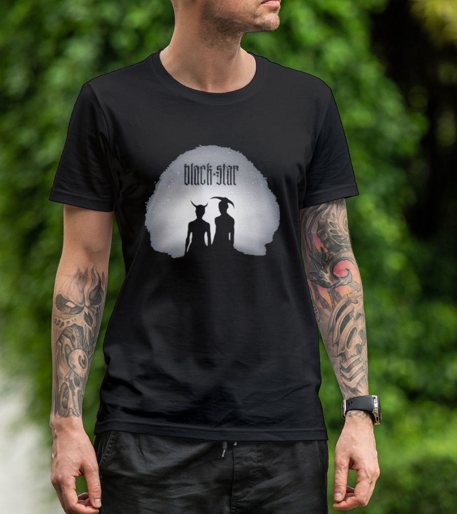 Black Star Two Dark Figures With Horns T-Shirt