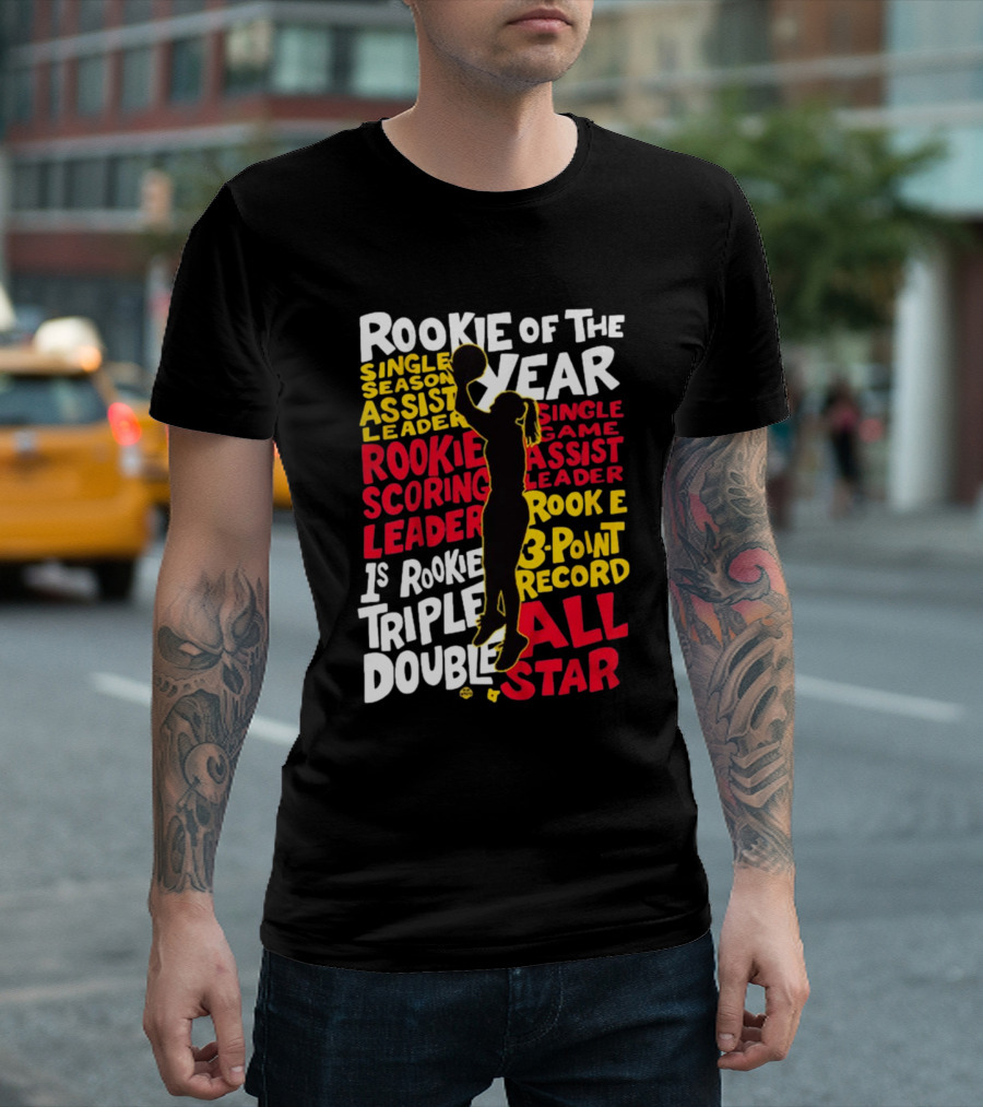 Rookie Of The Year Single Season Assist Leader Rookie Scoring Leader 1st Rookie Triple Double Single Game Assist Leader 3-Point Record All Star T-Shirt