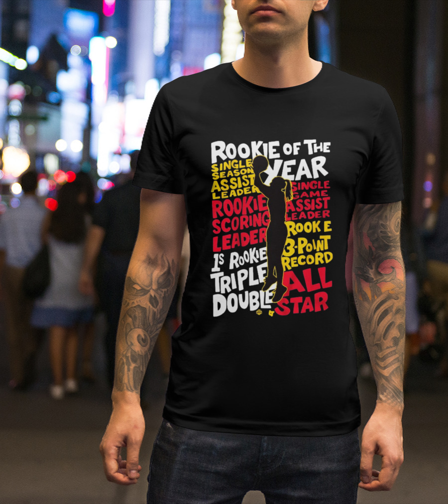 Rookie Of The Year Single Season Assist Leader Rookie Scoring Leader 1st Rookie Triple Double Single Game Assist Leader 3-Point Record All Star T-Shirt