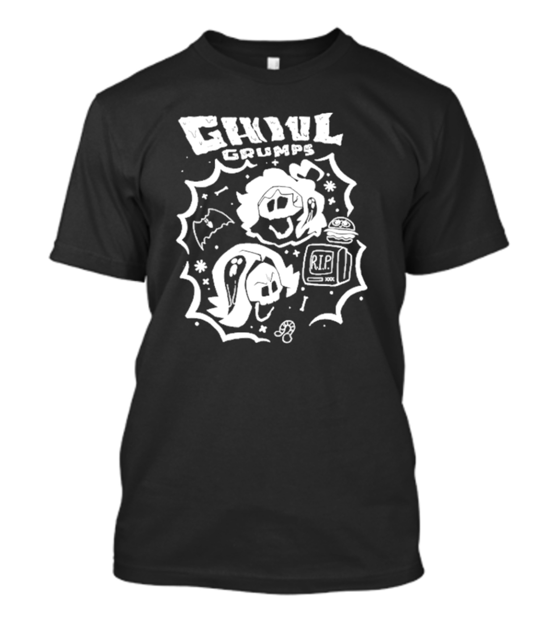 Ghoul Grumps Halloween Edition With Cartoon Faces And Spooky Elements T-Shirt