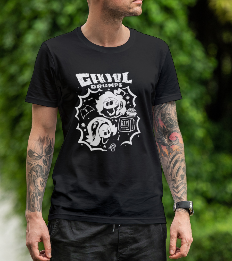 Ghoul Grumps Halloween Edition With Cartoon Faces And Spooky Elements T-Shirt