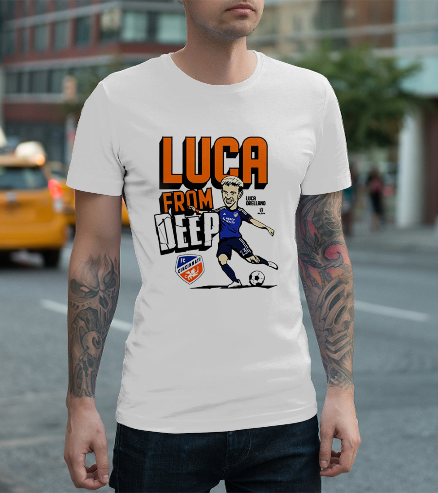 Luca Orellano FC Cincinnati From Deep Soccer Player Action Image T-Shirt