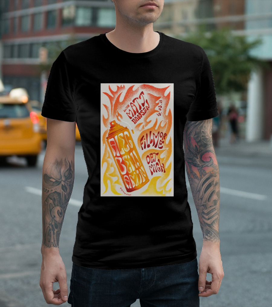 Alec Benjamin with Matt Hansen October 3 2024 Fillmore Detroit MI Tour Flame T-Shirt