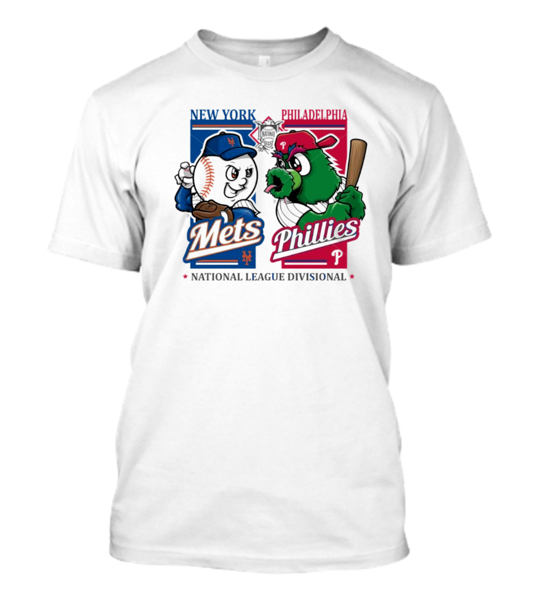 New York Mets Philadelphia Phillies National League Divisionals 2024 Mascots T-Shirt