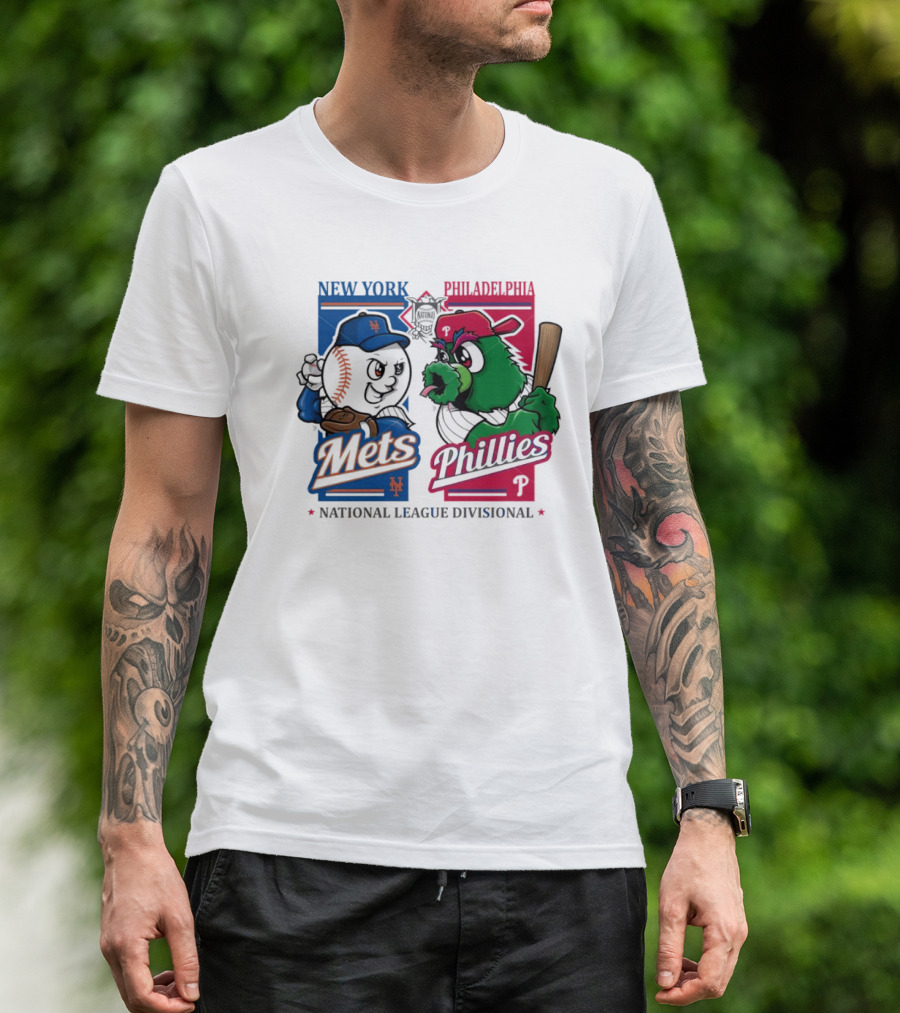 New York Mets Philadelphia Phillies National League Divisionals 2024 Mascots T-Shirt